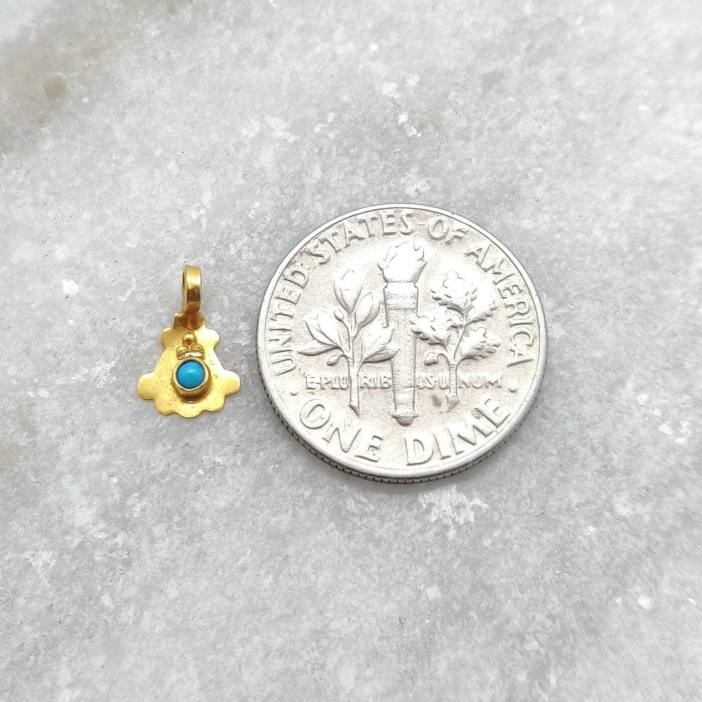 18k Solid Yellow Gold Fancy Turquoise Charm Jewelry 6x9mm - Sar Gems