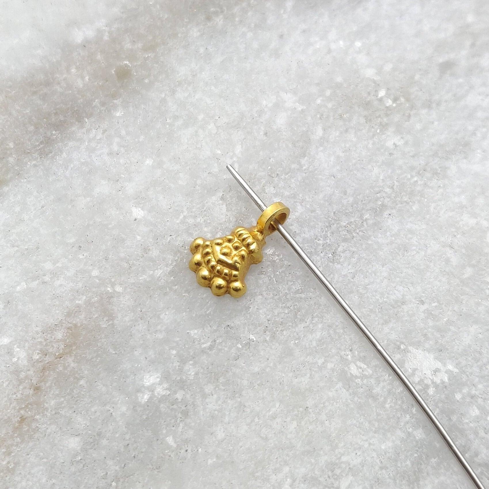 18k Solid Yellow Gold Antique Bail Charm Pendant 9x6mm - Sar Gems