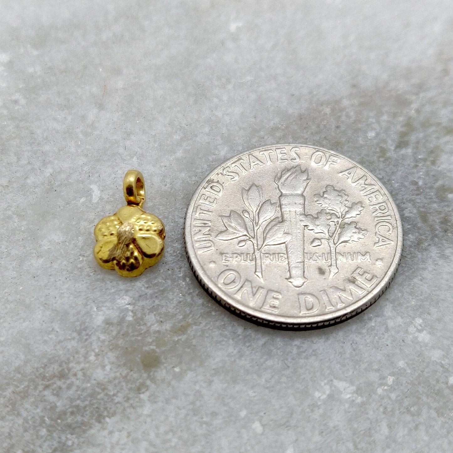 18k Yellow Gold Dainty Flower Charms Pendent 6mm - Sar Gems