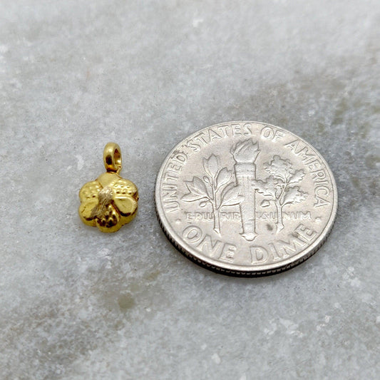 18k Yellow Gold Dainty Flower Charms Pendant 6mm - Sar Gems