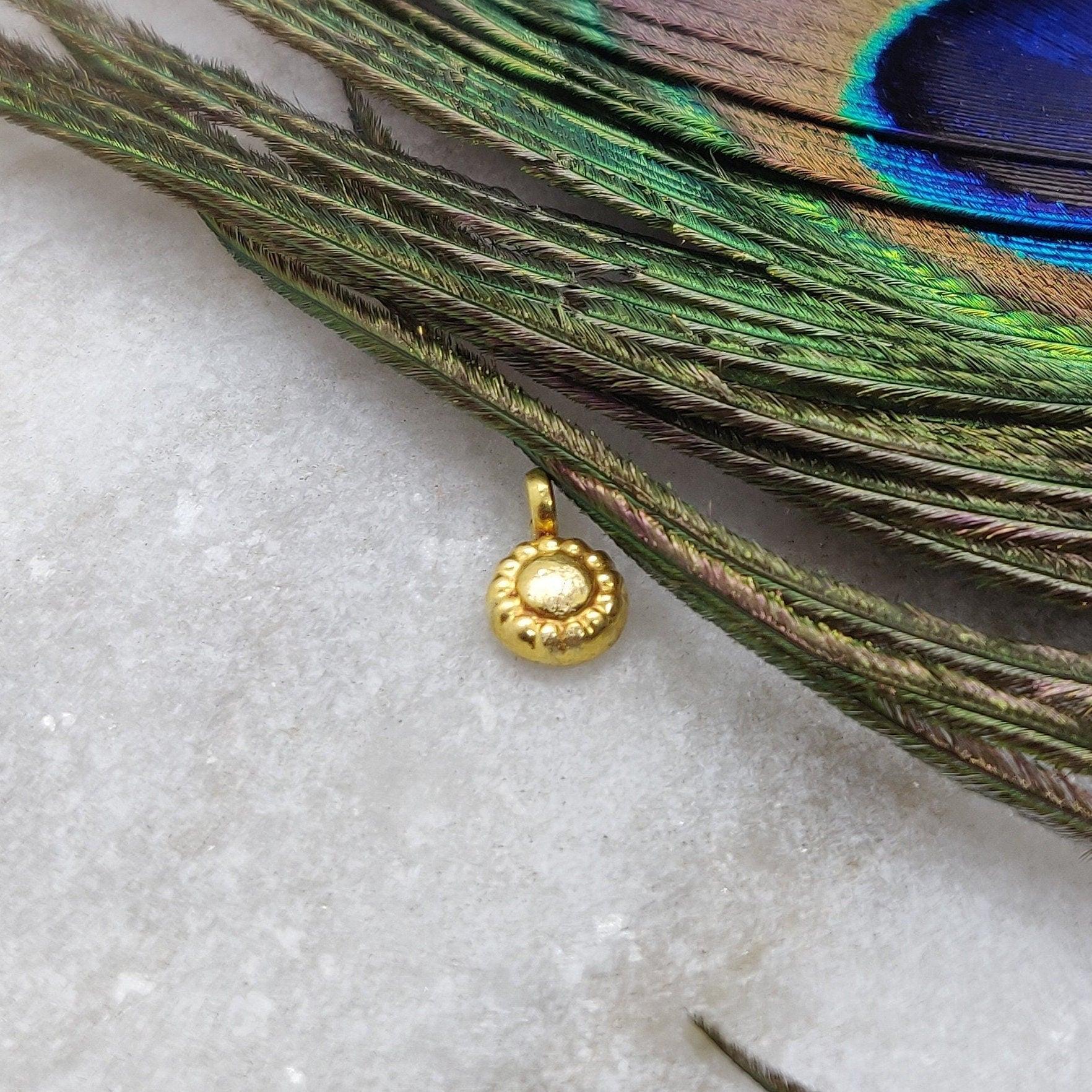 18k Solid Yellow Gold Fancy Charm Pendant 3x6mm - Sar Gems