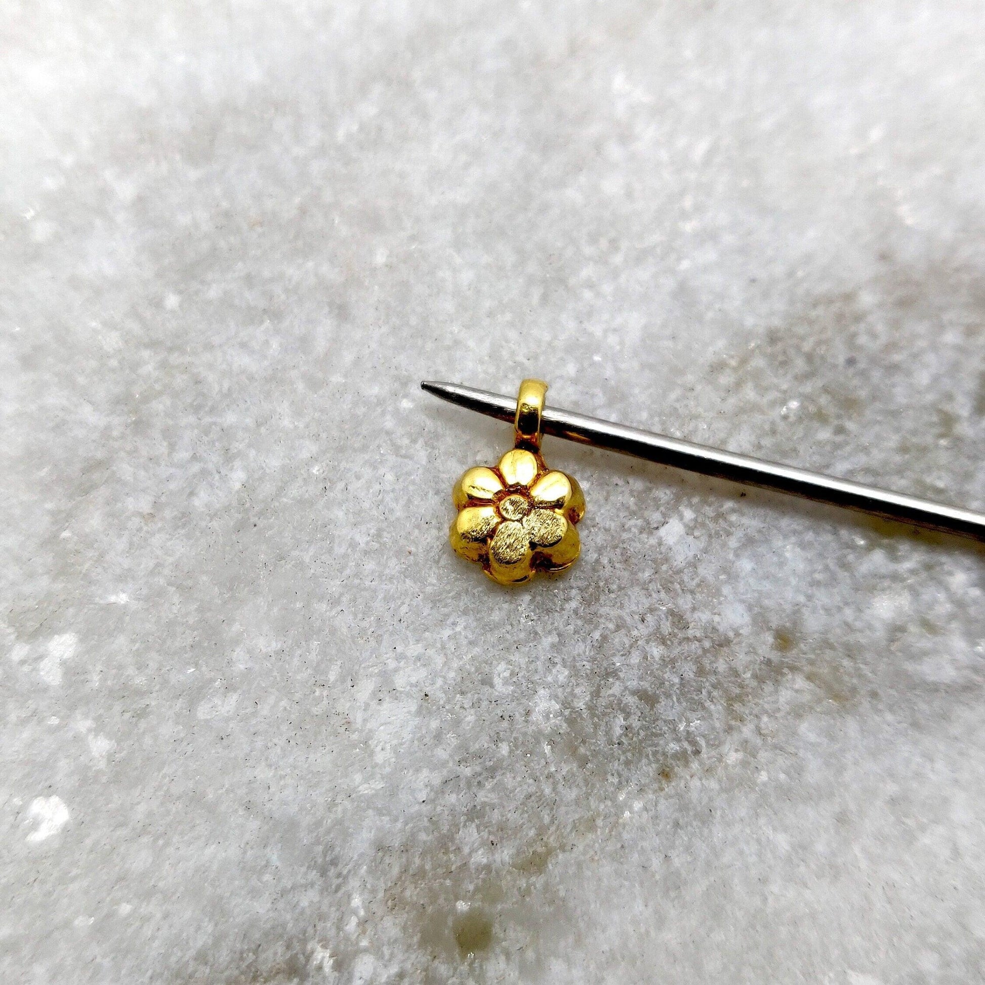 18k Solid Yellow Gold DIY Jewelry Charm Pendant 6mm - Sar Gems