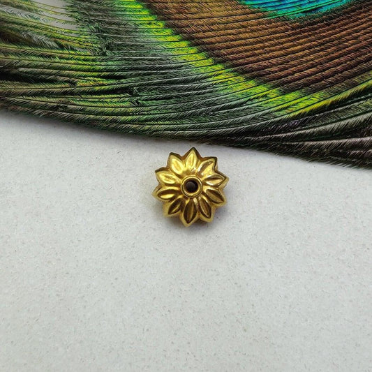 18 Carat Yellow Gold Sun Shape Gold Spacer Bead Finding 9mm