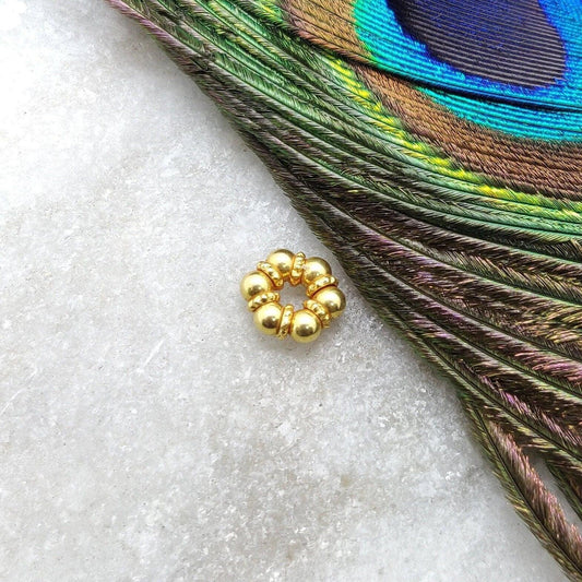 18KT Yellow Gold Wheel Gold Spacer Bead Components Jewelry Finding Craft 7mm