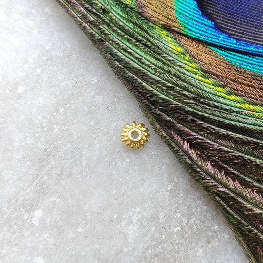 18 Karat Solid Gold Bead Wheel Spacer Sold as 2 pcs