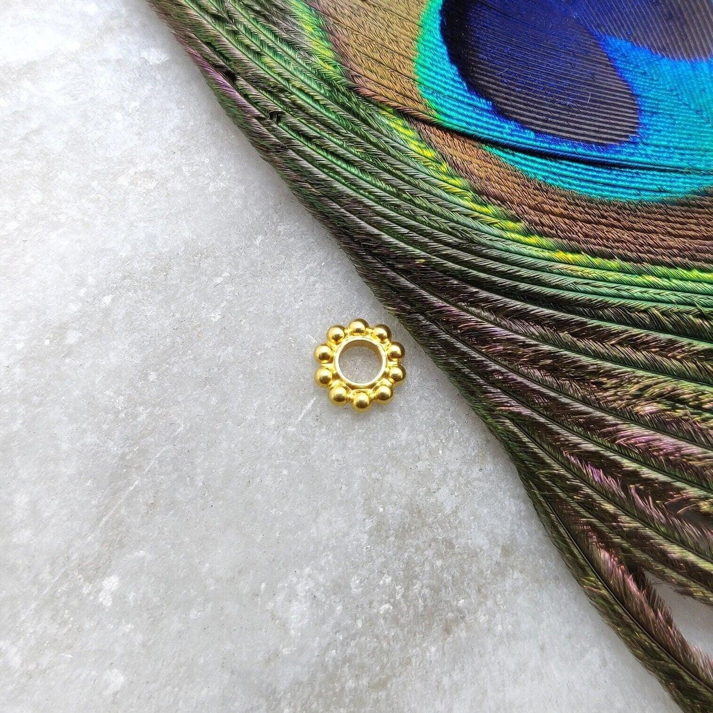 18 Karat Solid Yellow Gold Round Gold Spacer Bead Components Finding 7mm