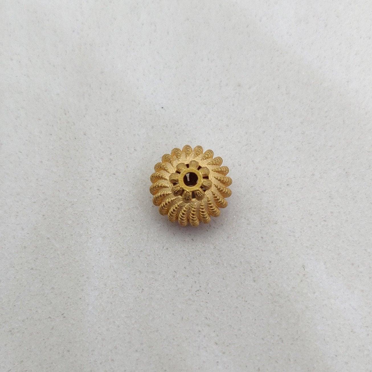 18 Karat Gold Unique Engraved Rondelle Spacer Beads 10MM
