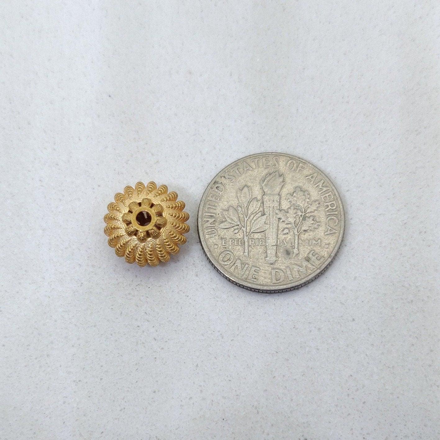 18 Karat Gold Unique Engraved Rondelle Spacer Beads 10MM