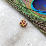 18k Yellow Gold Charm Red Stone Pendant