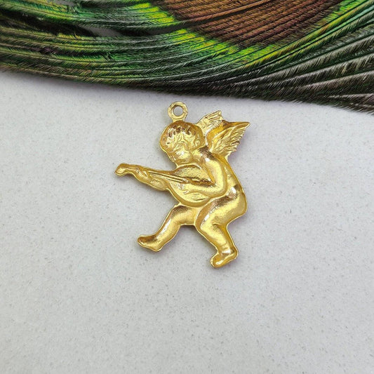 18k Gold Baby Angel Charm Baby pendant - view 3
