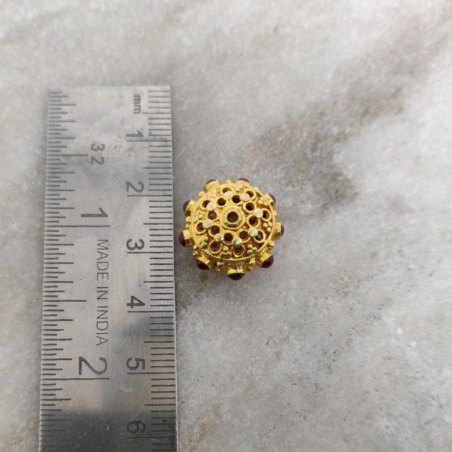 18KTT Gold Ruby Wheel Spacer Beads 14x10mm