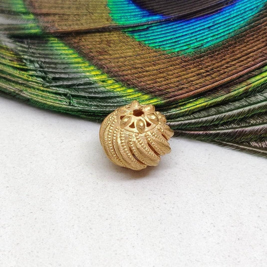 18KT Yellow Gold Pumpkin Gold Spacer Bead Jewelry Finding