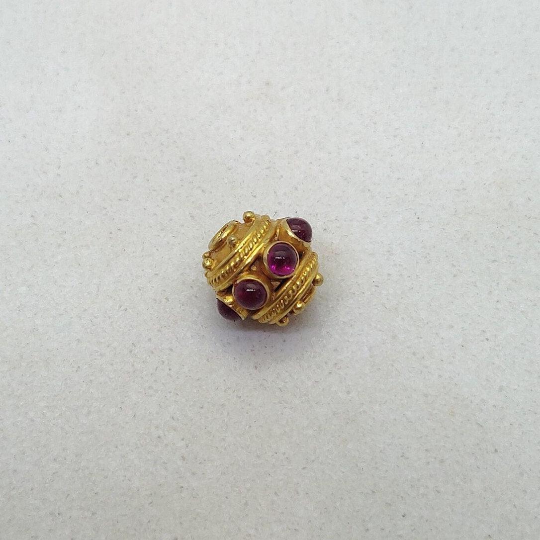 18KTT Gold Ruby Round Spacer Beads 9mm