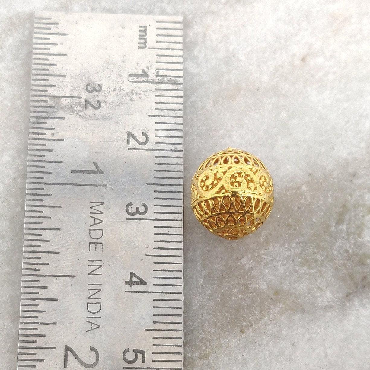 18k Yellow Gold Round Ball Spacer Beads Findings 12mm - SAR Gems