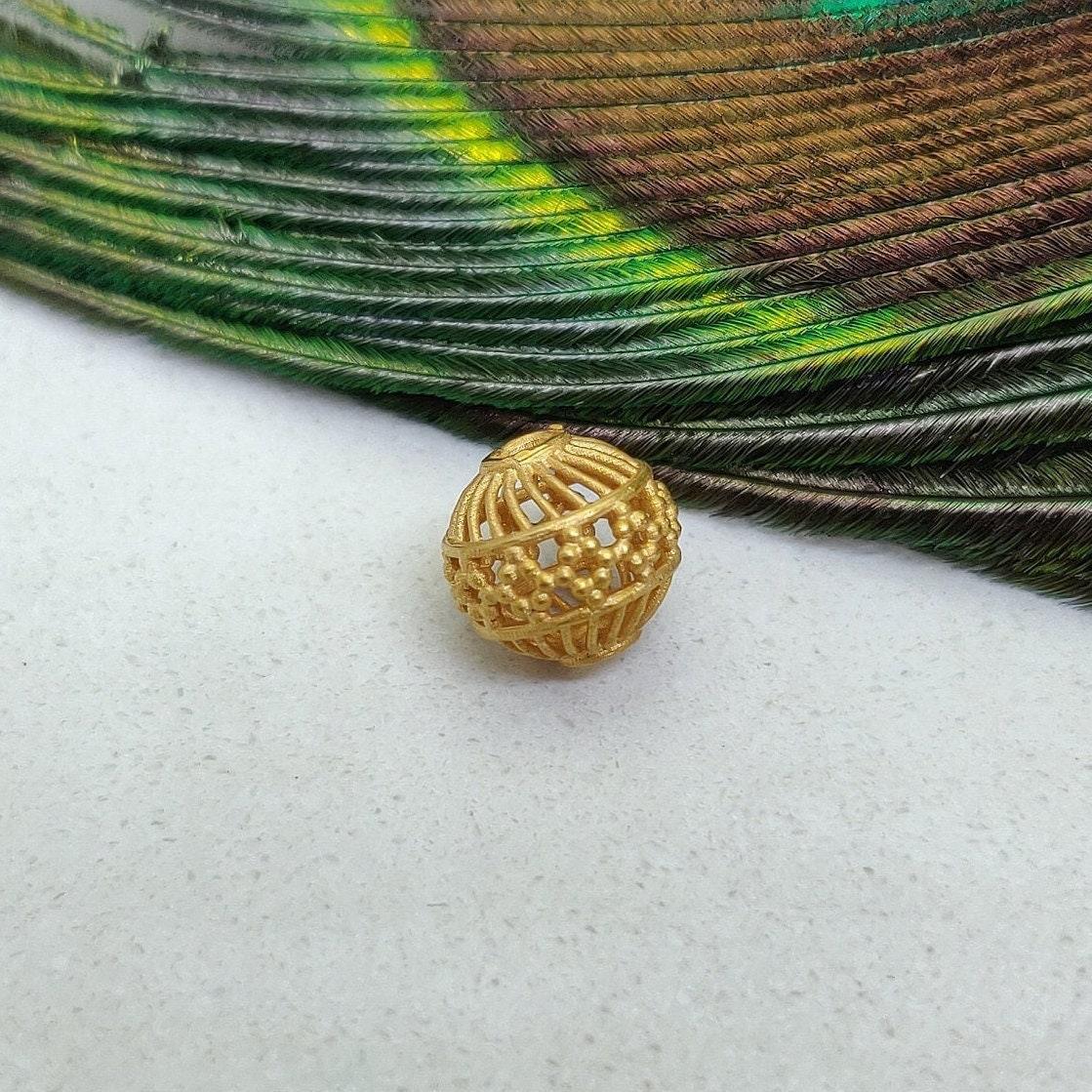 18K Gold Filigree Fancy Ball Bead Finding Jewelry Supplies