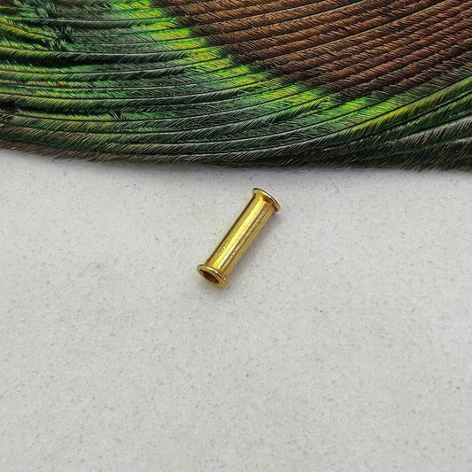 18 Karat Solid Yellow Gold Tube Gold Spacer Bead Components 8MM Sold as 2 Pcs