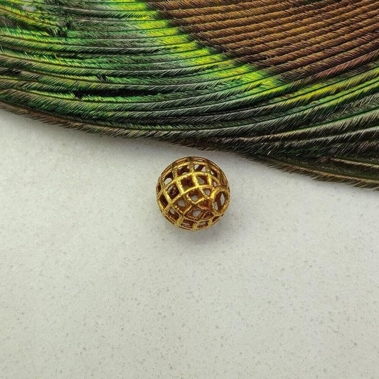 18 Carat Yellow Gold Mesh Round Gold Spacer Bead Components 8mm