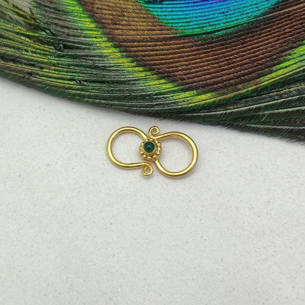 18KT Gold Antique Gem S-Clasp Jewelry Findings 16mm