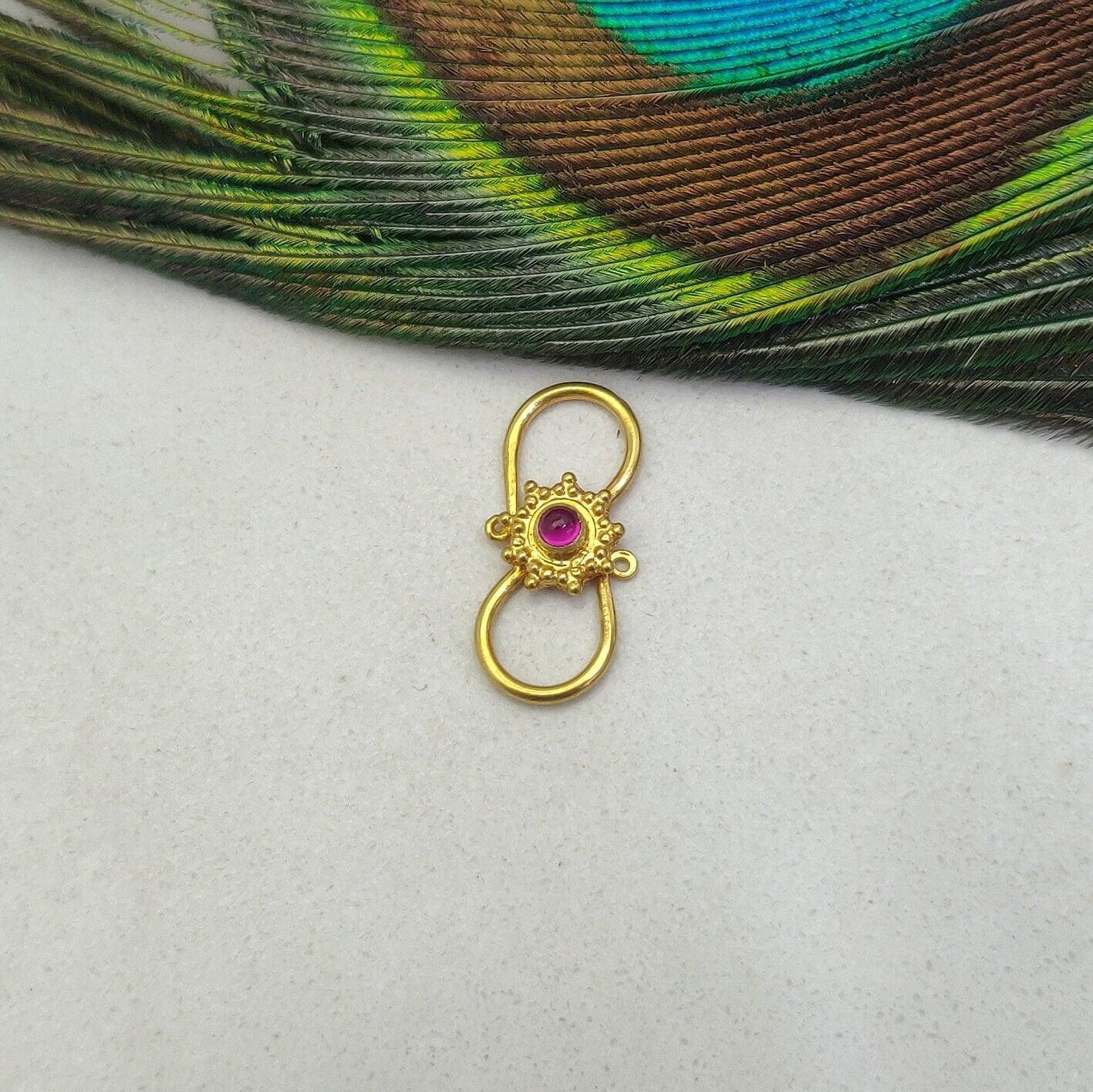 18KT Gold Gem Studded S Jewelry Clasp 18mm