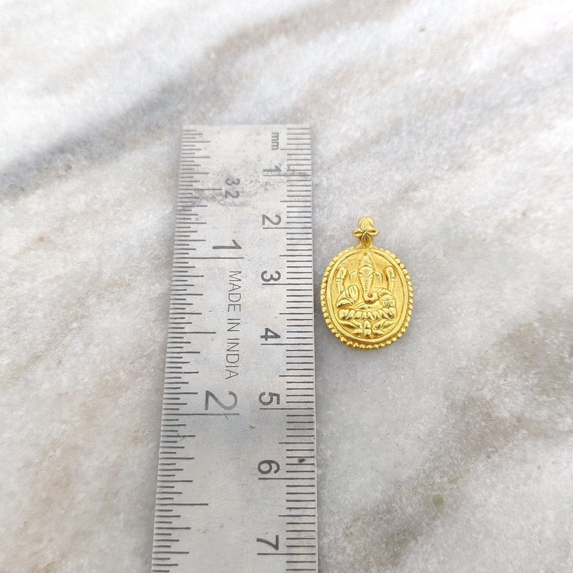 18k Solid Yellow Gold God Ganesha Pendant
