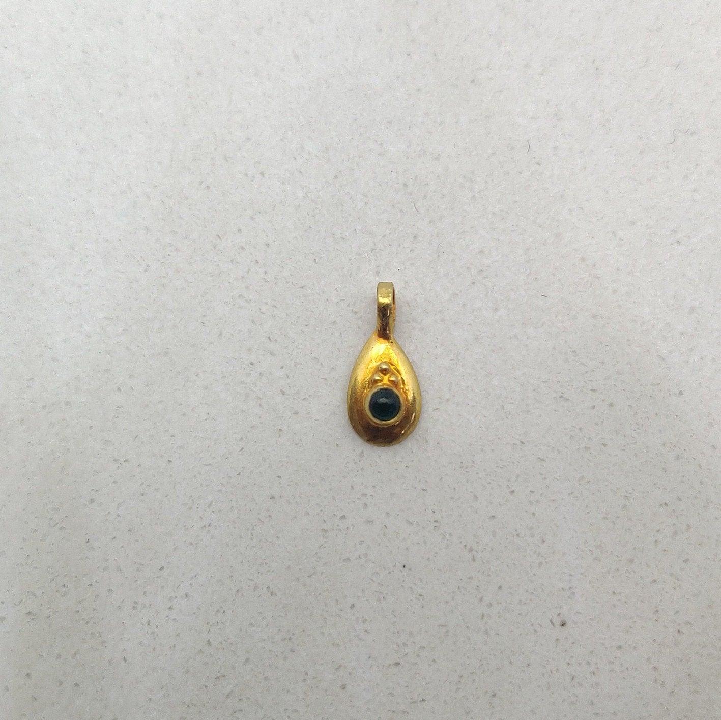 18k Yellow Gold Tear Drop Stone Charm Pendent 7mm - Sar Gems