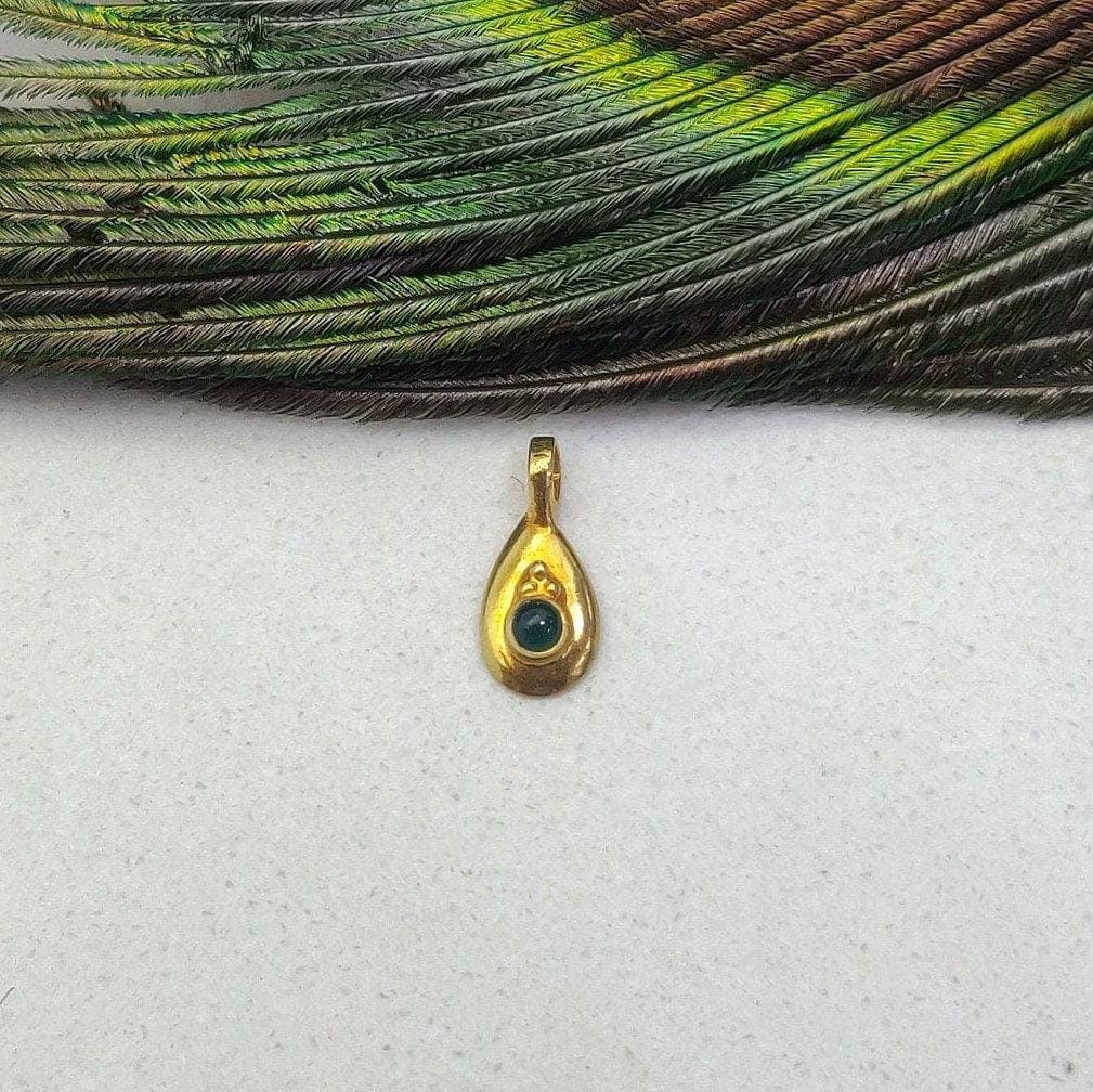 18k Yellow Gold Tear Drop Stone Charm Pendent 7mm - Sar Gems