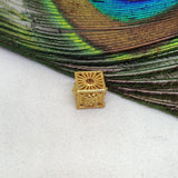 18 Carat Yellow Gold Fancy Textured Cube Gold Spacer Bead 9mm