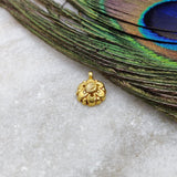18k Solid Yellow Gold Fancy Floral Charm Pendant 4x9mm - Sar Gems