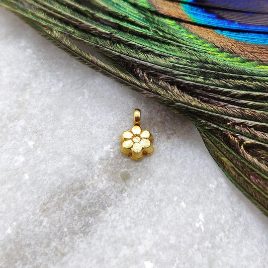 18k Solid Yellow Gold DIY Jewelry Charm Pendant 6mm - Sar Gems