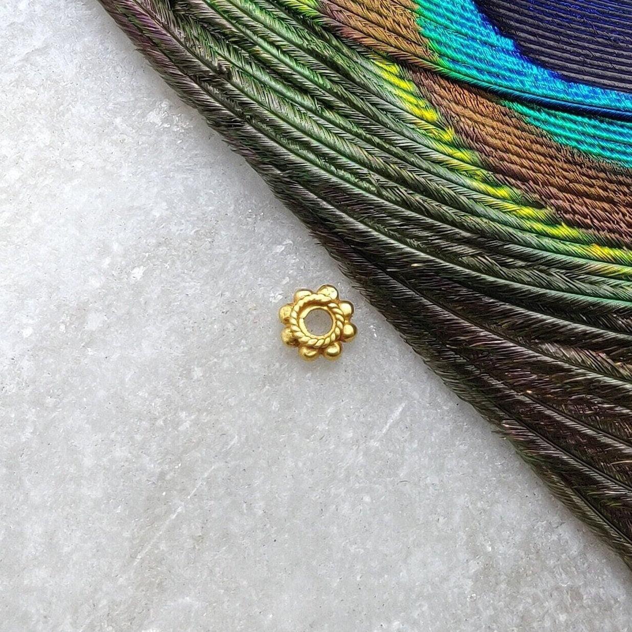 18 Carat Yellow Gold Round Wheel Gold Spacer Bead Components Finding 4mm