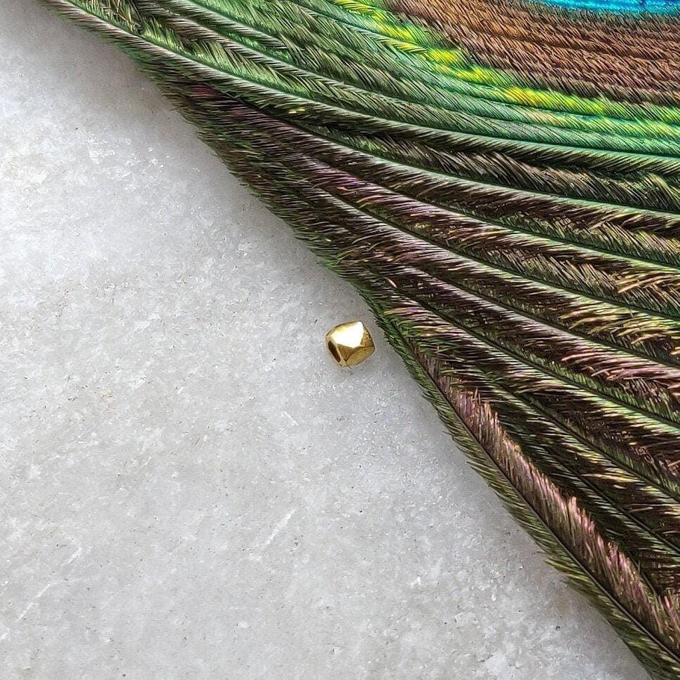 18K Yellow Gold Faceted Nugget Gold Spacer Bead Components Finding 2mm – Textured Finish