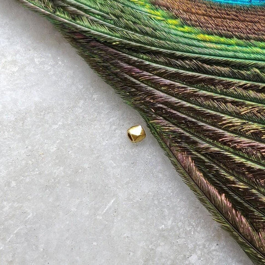 18K Yellow Gold Faceted Nugget Gold Spacer Bead Components Finding 2mm – Textured Finish