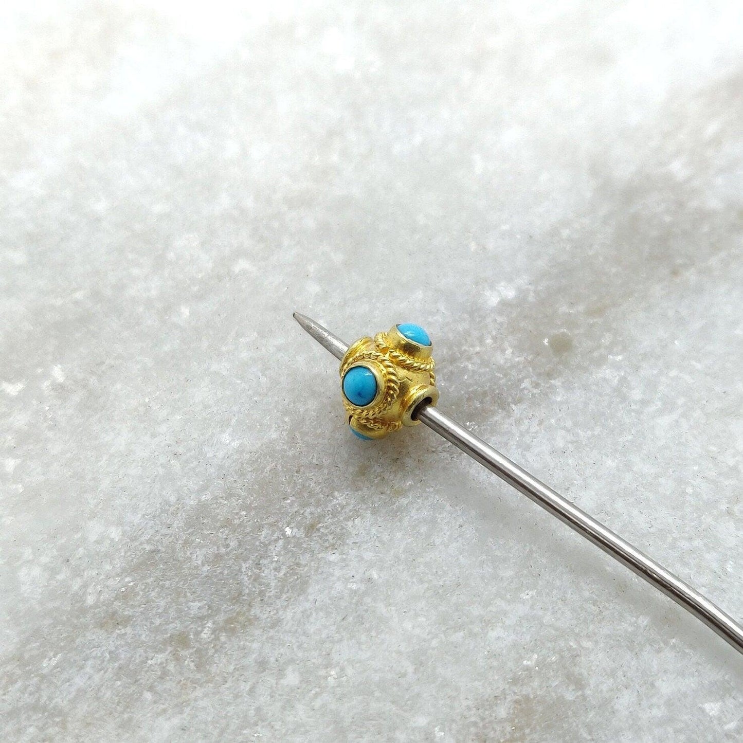 18 Karat Gold Turquoise Spacer Beads 6mm