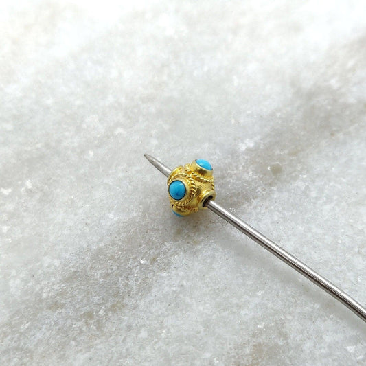 18 Karat Gold Turquoise Spacer Beads 6mm