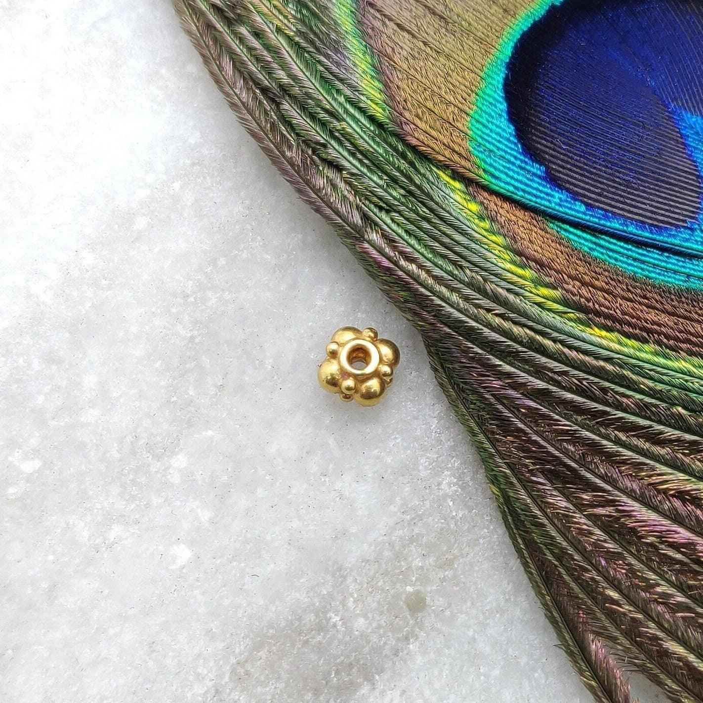 18 Karat Gold Wheel Spacer Flower Beads 4x5mm