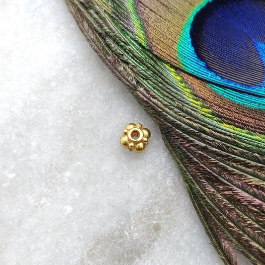 18 Karat Gold Wheel Spacer Flower Beads 4x5mm