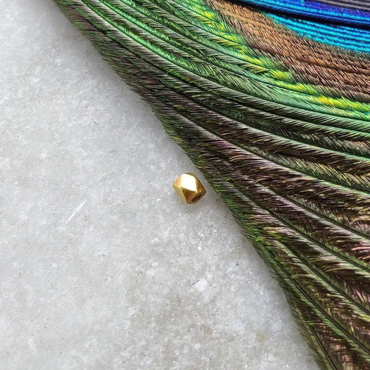 2MM 18KT Gold Faceted Nuggets Gold Spacer Bead Components Sold as 4 pcs – Textured Finish