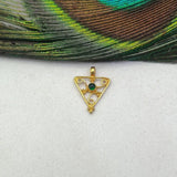 Delicate 18K Gold Gemstone Triangle Charm 12x11mm