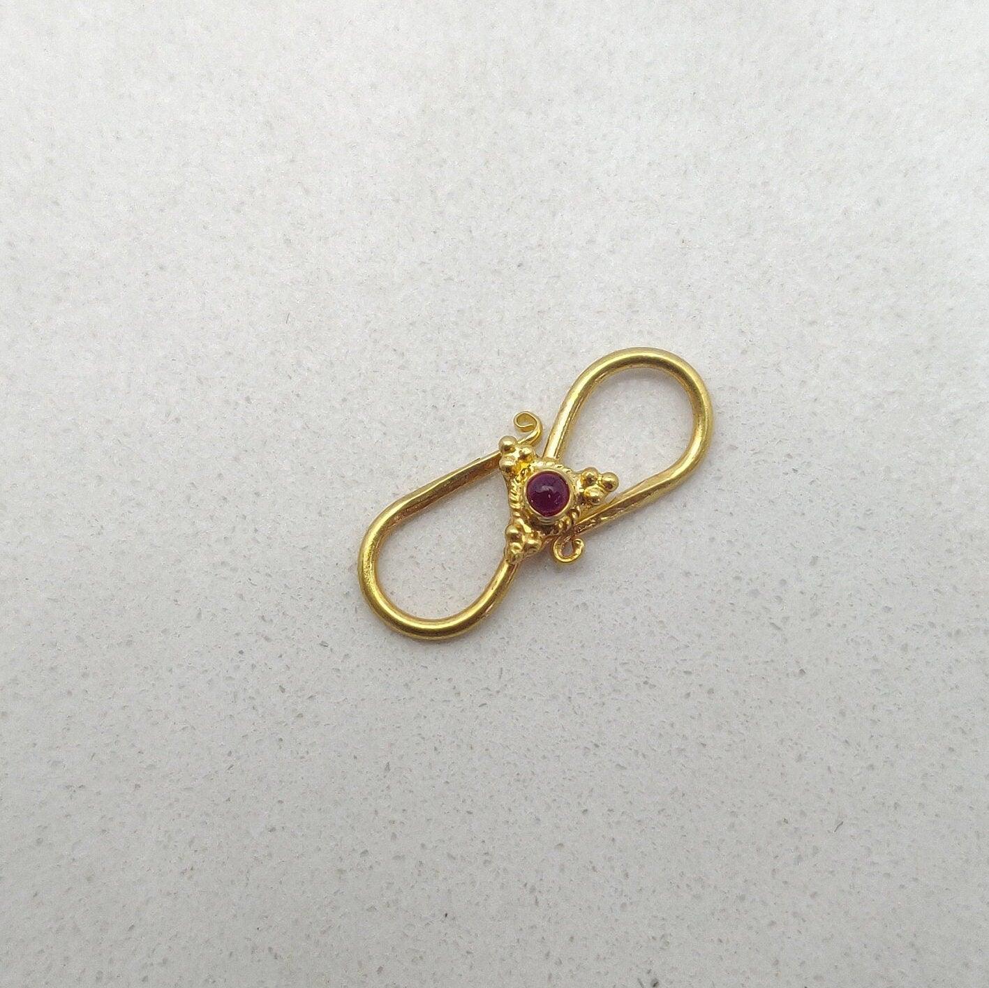 18 Carat Gold Gem Studded S-Clasp  Findings 18mm