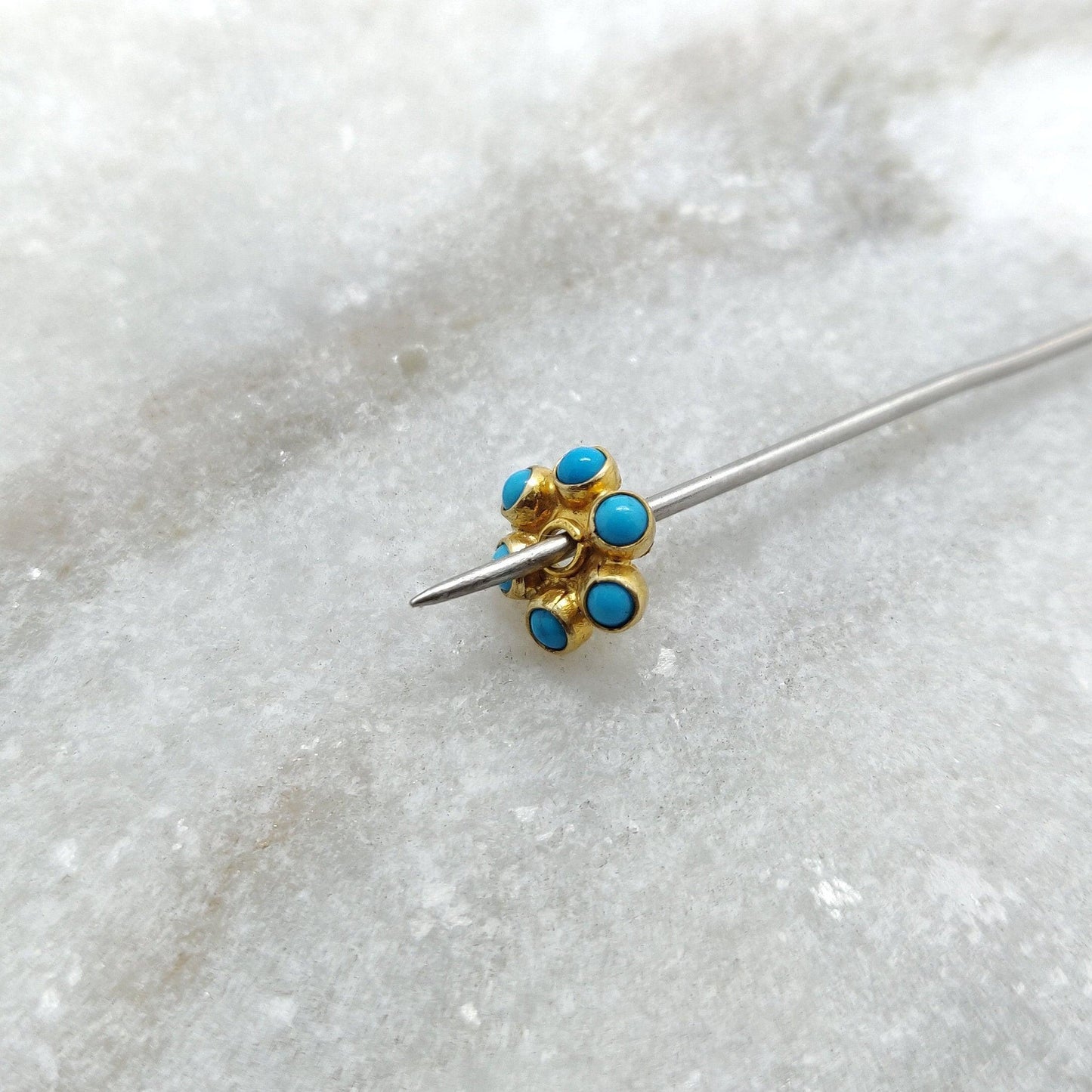 18 Karat Gold Turquoise Flower Spacer Bead