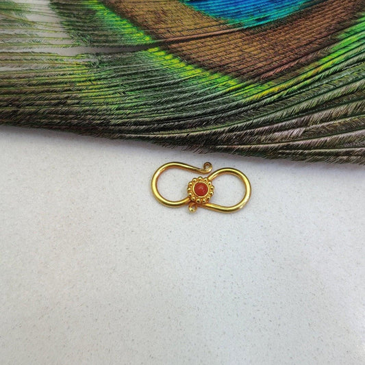 18KT Gold Coral S-Clasp Finding 16mm: Natural Gemstone