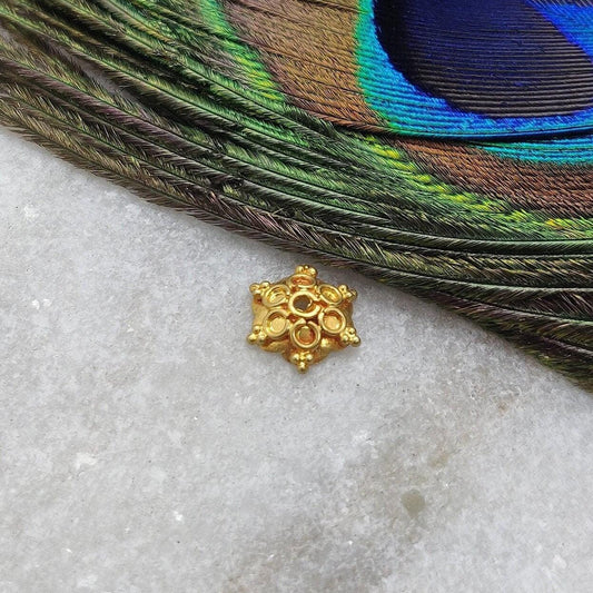 18K Solid Yellow Gold-Plated Spacer Bead Cap 2x8.5mm