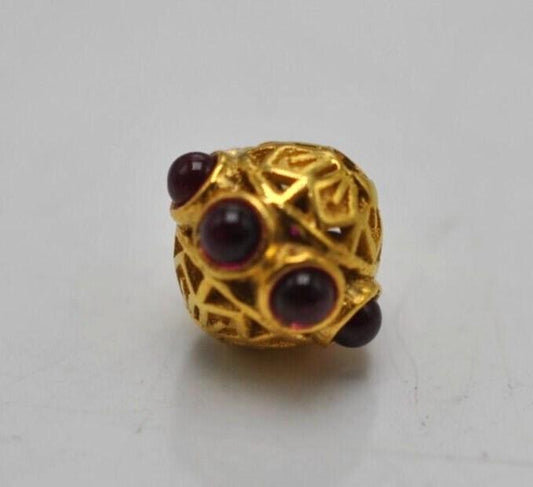 18K Gold Stones Studded Rondelle Beads