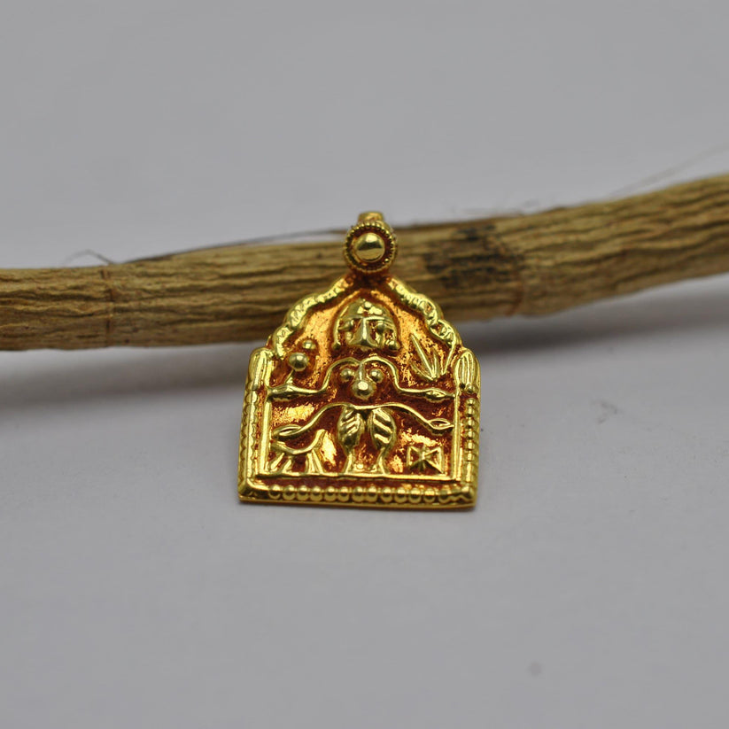 18k Solid Yellow Gold Indian Goddess Durga Pendant