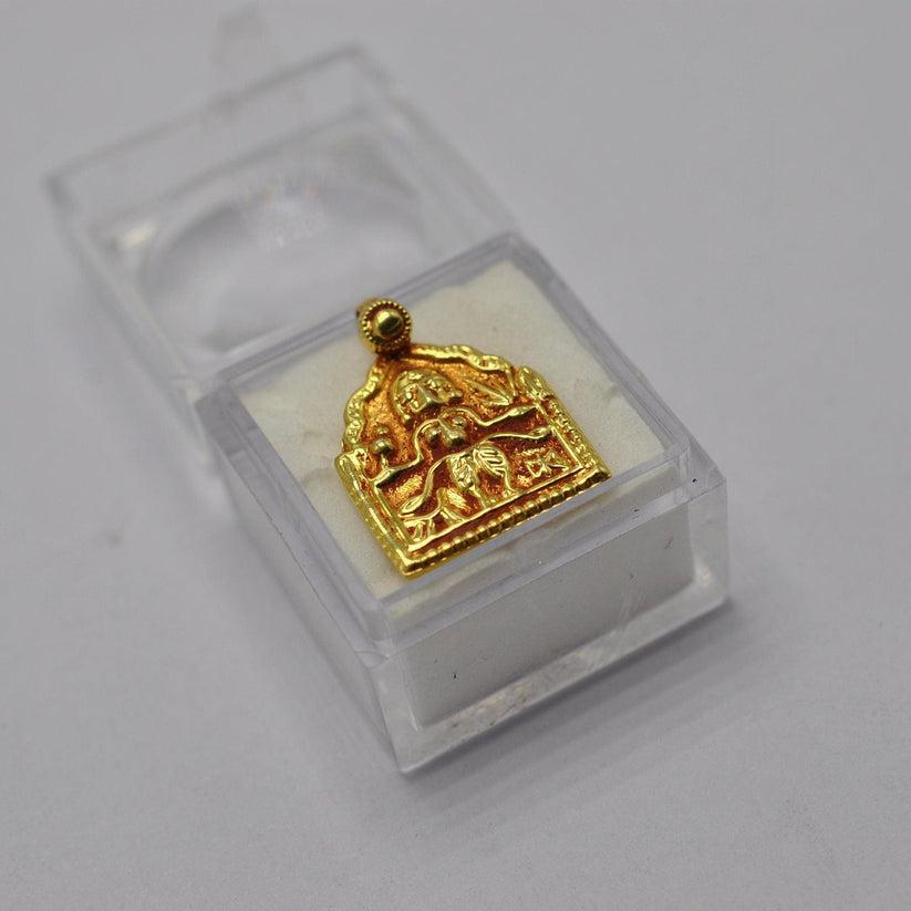 18k Solid Yellow Gold Indian Goddess Durga Pendant