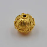 18K Solid Yellow Gold Round Ball Gold Spacer Bead Components - 10MM