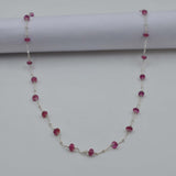 Sterling Silver Ruby Beaded Chain Necklace - Sar Gems