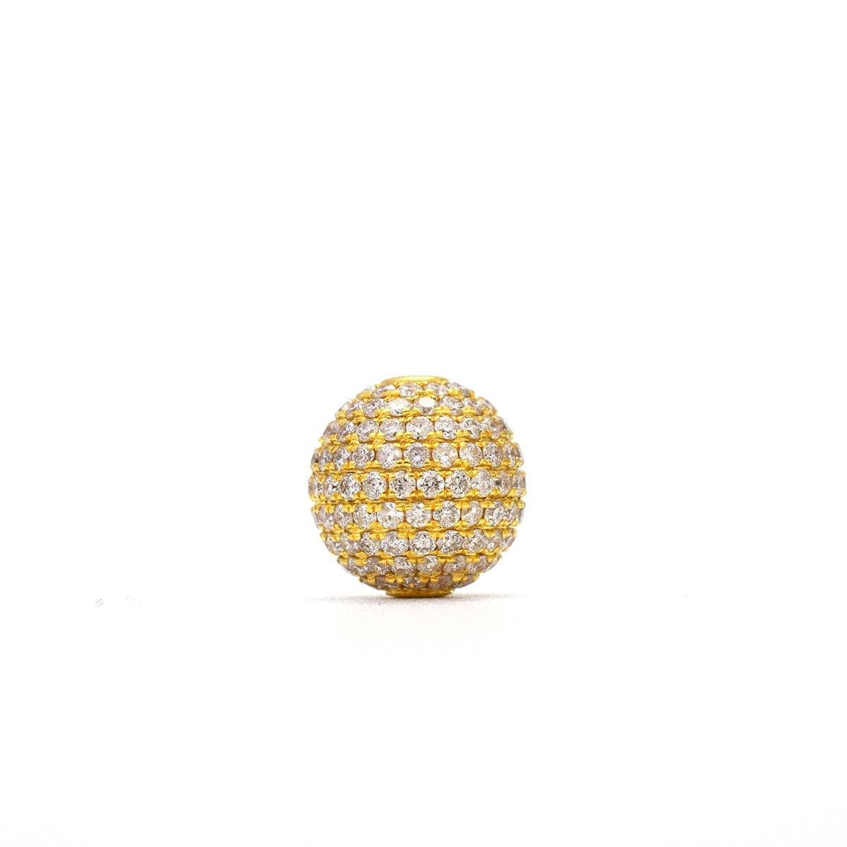 14k Solid Yellow Gold Pave Diamond Ball Spacer Beads - SAR Gems