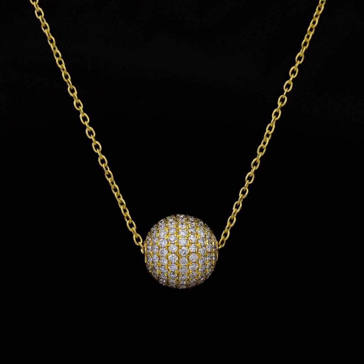 14k Solid Yellow Gold Pave Diamond Ball Spacer Beads - SAR Gems
