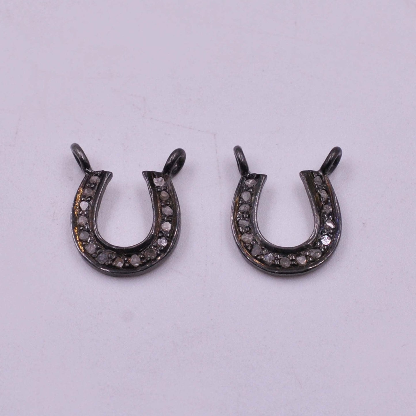 925 Sterling Silver Pave Diamond Charms Connector - SAR Gems